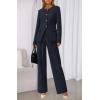 imageBTFBM Two Piece Set for Women Fall Fashion 2025 Business Casual Long Sleeve Blazer Jackets Wide Leg Pant Suits PocketsNavy Blue