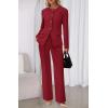imageBTFBM Two Piece Set for Women Fall Fashion 2025 Business Casual Long Sleeve Blazer Jackets Wide Leg Pant Suits PocketsRed