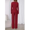 imageBTFBM Two Piece Set for Women Fall Fashion 2025 Business Casual Long Sleeve Blazer Jackets Wide Leg Pant Suits PocketsRed