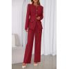 imageBTFBM Two Piece Set for Women Fall Fashion 2025 Business Casual Long Sleeve Blazer Jackets Wide Leg Pant Suits PocketsRed