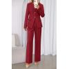 imageBTFBM Two Piece Set for Women Fall Fashion 2025 Business Casual Long Sleeve Blazer Jackets Wide Leg Pant Suits PocketsRed
