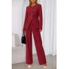 imageBTFBM Two Piece Set for Women Fall Fashion 2025 Business Casual Long Sleeve Blazer Jackets Wide Leg Pant Suits PocketsRed