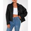 imageBTFBM Womens Faux Leather Jacket Fall Winter Clothes 2025 Long Sleeve Button Down Oversized Motorcycle Coats OutwearBlack