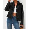 imageBTFBM Womens Faux Leather Jacket Fall Winter Clothes 2025 Long Sleeve Button Down Oversized Motorcycle Coats OutwearBlack