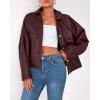 imageBTFBM Womens Faux Leather Jacket Fall Winter Clothes 2025 Long Sleeve Button Down Oversized Motorcycle Coats OutwearBurgundy