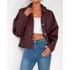 imageBTFBM Womens Faux Leather Jacket Fall Winter Clothes 2025 Long Sleeve Button Down Oversized Motorcycle Coats OutwearBurgundy