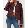 imageBTFBM Womens Faux Leather Jacket Fall Winter Clothes 2025 Long Sleeve Button Down Oversized Motorcycle Coats OutwearBurgundy