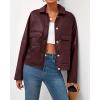 imageBTFBM Womens Faux Leather Jacket Fall Winter Clothes 2025 Long Sleeve Button Down Oversized Motorcycle Coats OutwearBurgundy