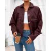 imageBTFBM Womens Faux Leather Jacket Fall Winter Clothes 2025 Long Sleeve Button Down Oversized Motorcycle Coats OutwearBurgundy