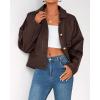 imageBTFBM Womens Faux Leather Jacket Fall Winter Clothes 2025 Long Sleeve Button Down Oversized Motorcycle Coats OutwearDark Coffee