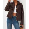 imageBTFBM Womens Faux Leather Jacket Fall Winter Clothes 2025 Long Sleeve Button Down Oversized Motorcycle Coats OutwearDark Coffee