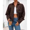 imageBTFBM Womens Faux Leather Jacket Fall Winter Clothes 2025 Long Sleeve Button Down Oversized Motorcycle Coats OutwearDark Coffee