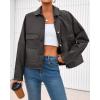 imageBTFBM Womens Faux Leather Jacket Fall Winter Clothes 2025 Long Sleeve Button Down Oversized Motorcycle Coats OutwearGrey