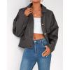 imageBTFBM Womens Faux Leather Jacket Fall Winter Clothes 2025 Long Sleeve Button Down Oversized Motorcycle Coats OutwearGrey