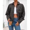 imageBTFBM Womens Faux Leather Jacket Fall Winter Clothes 2025 Long Sleeve Button Down Oversized Motorcycle Coats OutwearGrey