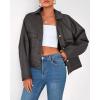 imageBTFBM Womens Faux Leather Jacket Fall Winter Clothes 2025 Long Sleeve Button Down Oversized Motorcycle Coats OutwearGrey