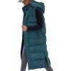 imageBTFBM Long Puffer Vest Women Quilted Hooded Button Down Zip Up Sleeveless Vests Outerwear Padded Jacket Fall Winter CoatGrey Blue