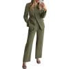 imageBTFBM Two Piece Set for Women Fall Fashion 2025 Business Casual Long Sleeve Blazer Jackets Wide Leg Pant Suits PocketsArmy Green