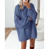 imageBTFBM Womens Long Pullover Sweaters 2025 Fall Winter Mock Neck Long Sleeve Thick Oversized Casual Knitted Jumper TopsBlue