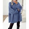 imageBTFBM Womens Long Pullover Sweaters 2025 Fall Winter Mock Neck Long Sleeve Thick Oversized Casual Knitted Jumper TopsBlue