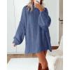 imageBTFBM Womens Long Pullover Sweaters 2025 Fall Winter Mock Neck Long Sleeve Thick Oversized Casual Knitted Jumper TopsBlue