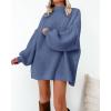 imageBTFBM Womens Long Pullover Sweaters 2025 Fall Winter Mock Neck Long Sleeve Thick Oversized Casual Knitted Jumper TopsBlue