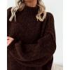 imageBTFBM Womens Long Pullover Sweaters 2025 Fall Winter Mock Neck Long Sleeve Thick Oversized Casual Knitted Jumper TopsBrown
