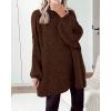 imageBTFBM Womens Long Pullover Sweaters 2025 Fall Winter Mock Neck Long Sleeve Thick Oversized Casual Knitted Jumper TopsCoffee