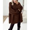 imageBTFBM Womens Long Pullover Sweaters 2025 Fall Winter Mock Neck Long Sleeve Thick Oversized Casual Knitted Jumper TopsCoffee