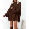 imageBTFBM Womens Long Pullover Sweaters 2025 Fall Winter Mock Neck Long Sleeve Thick Oversized Casual Knitted Jumper TopsCoffee