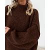 imageBTFBM Womens Long Pullover Sweaters 2025 Fall Winter Mock Neck Long Sleeve Thick Oversized Casual Knitted Jumper TopsCoffee