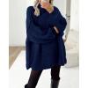 imageBTFBM Womens Long Pullover Sweaters 2025 Fall Winter Mock Neck Long Sleeve Thick Oversized Casual Knitted Jumper TopsNavy