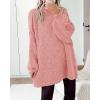 imageBTFBM Womens Long Pullover Sweaters 2025 Fall Winter Mock Neck Long Sleeve Thick Oversized Casual Knitted Jumper TopsPink