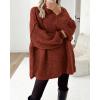 imageBTFBM Womens Long Pullover Sweaters 2025 Fall Winter Mock Neck Long Sleeve Thick Oversized Casual Knitted Jumper TopsRust Red