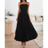 imageBTFBM Summer Maxi Dresses for Women 2025 Strapless Ruched Tube Top Flowy Beach Vacation Wedding Guest Fall Dress PocketsBlack
