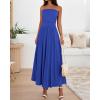 imageBTFBM Summer Maxi Dresses for Women 2025 Strapless Ruched Tube Top Flowy Beach Vacation Wedding Guest Fall Dress PocketsRoyal Blue