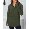 imageBTFBM Sweaters for Women Fall Winter Clothes 2025 Pocket Quarter Zip Pullover V Neck Long Sleeve Knit Trendy SweaterArmy Green
