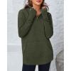 imageBTFBM Sweaters for Women Fall Winter Clothes 2025 Pocket Quarter Zip Pullover V Neck Long Sleeve Knit Trendy SweaterArmy Green