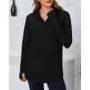 imageBTFBM Sweaters for Women Fall Winter Clothes 2025 Pocket Quarter Zip Pullover V Neck Long Sleeve Knit Trendy SweaterBlack