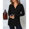 imageBTFBM Sweaters for Women Fall Winter Clothes 2025 Pocket Quarter Zip Pullover V Neck Long Sleeve Knit Trendy SweaterBlack