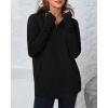 imageBTFBM Sweaters for Women Fall Winter Clothes 2025 Pocket Quarter Zip Pullover V Neck Long Sleeve Knit Trendy SweaterBlack