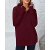 imageBTFBM Sweaters for Women Fall Winter Clothes 2025 Pocket Quarter Zip Pullover V Neck Long Sleeve Knit Trendy SweaterBurgundy