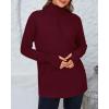 imageBTFBM Sweaters for Women Fall Winter Clothes 2025 Pocket Quarter Zip Pullover V Neck Long Sleeve Knit Trendy SweaterBurgundy