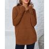 imageBTFBM Sweaters for Women Fall Winter Clothes 2025 Pocket Quarter Zip Pullover V Neck Long Sleeve Knit Trendy SweaterCaramel