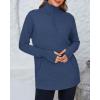 imageBTFBM Sweaters for Women Fall Winter Clothes 2025 Pocket Quarter Zip Pullover V Neck Long Sleeve Knit Trendy SweaterDark Blue