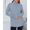 imageBTFBM Sweaters for Women Fall Winter Clothes 2025 Pocket Quarter Zip Pullover V Neck Long Sleeve Knit Trendy SweaterGrey