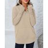 imageBTFBM Sweaters for Women Fall Winter Clothes 2025 Pocket Quarter Zip Pullover V Neck Long Sleeve Knit Trendy SweaterLight Khaki