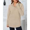 imageBTFBM Sweaters for Women Fall Winter Clothes 2025 Pocket Quarter Zip Pullover V Neck Long Sleeve Knit Trendy SweaterLight Khaki