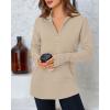 imageBTFBM Sweaters for Women Fall Winter Clothes 2025 Pocket Quarter Zip Pullover V Neck Long Sleeve Knit Trendy SweaterLight Khaki
