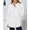imageBTFBM Sweaters for Women Fall Winter Clothes 2025 Pocket Quarter Zip Pullover V Neck Long Sleeve Knit Trendy SweaterWhite